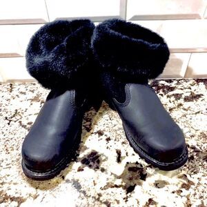 Cat Catapiller Women’s Bruiser Scrunch Fur Casual Work Winter Boots Black